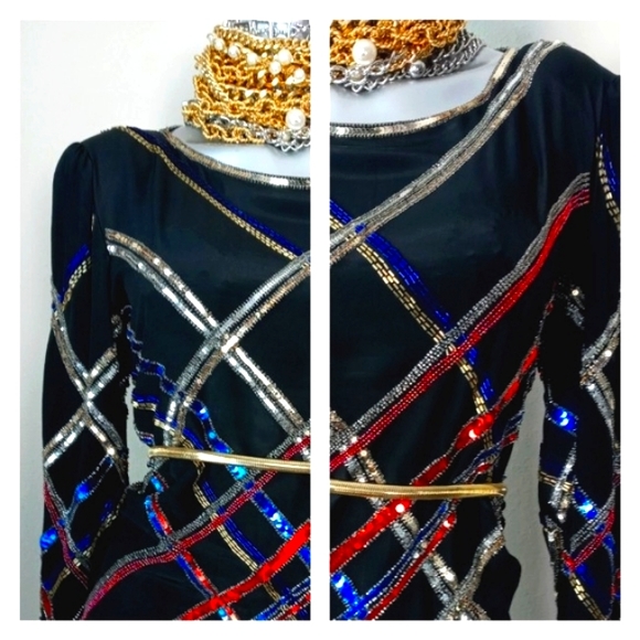 100% Silk "ARGENTI" Sequins & Beads Cocktail Vintage Top - Picture 6 of 14